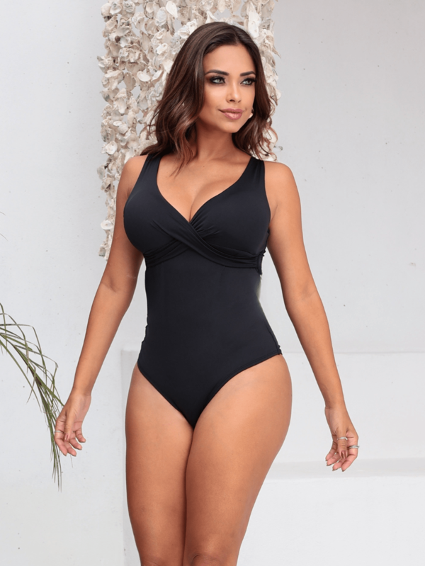 Simples Body Maiô Feminino Afina Cintura Define Silhueta Tecido Duplo Bojo Hidroginástica Praia Modelador  elegante  Casual