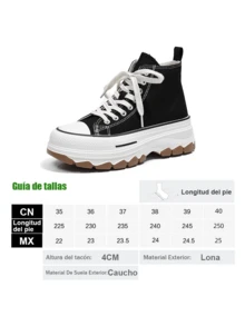 Zapatos De Lona,calzado Deportivo De Calidad,vulcanizado  Zapatos de lona para mujer, Zapatillas altas de suela gruesa para exteriores, nuevo diseño Zapatos De Lona De Caña Alta Para Mujer, Zapatillas Clásicas Con Cordones Y Plataforma, Zapatos Para Exteriores Para Mujer Que Combinan Con Todo - Rojo - Ver 8