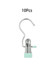20Pcs,Simple Stainless Steel Hook Clip, Stainless Steel Clothes Clip,Clothes Hooks,Multifunctional Single Hook Clip For Pants, Skirts, Room Decoration Stuff,Organization And Storage,Drying Windproof Hook Clip, Household Space Saving Organizer For Bedroom, Closet, Wardrobe, Home, Dorm