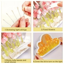 20pcs Tulip Cloud Night Light,(Battery Powered)Floral Ambiance Lamp,Turns On As Night Light, Turns Off As Mirror,Suitable For Valentine's Day Gift/Desktop Decor/Home Decor/Bedroom/Romantic Atmosphere/Birthday Present, A Romantic Fairy Lamp