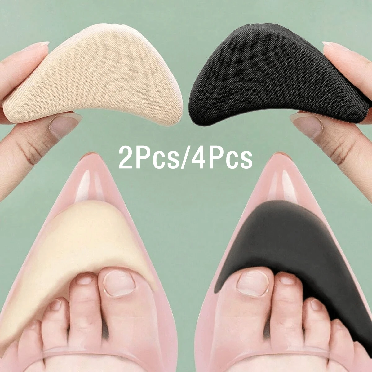 2pcs 2025 New Fashion Invisible High Heel Cushion Pads, Ultra-Thin Silicone Anti-Slip Forefoot Insoles, Viral Sensation Pain Relief Shoe Inserts, Sweat-Absorbent & Anti-Displacement Forefoot Pads, Removable & Washable Soft Cushions For Bridal Wedding Shoes - Multicolor - View 1