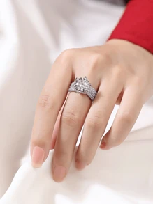 Anillo de plata de ley 925 con moissanita de 3-5 quilates, elegante y lujoso, perfecto para el compromiso/boda de la mujer, regalo ideal en caja de regalo