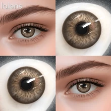 Lalens Lentes de contacto de color rosa en forma de corazón Lalens Sweet Heart, de uso semestral, para ojos marrones oscuros. Lentes de contacto de color azul natural, de uso semestral, para ojos marrones claros. Lentes de contacto de color gris, de uso diario, de 6 meses de duración, para embellecer los ojos. Dos piezas de lentes de contacto de color suaves en un solo paquete.