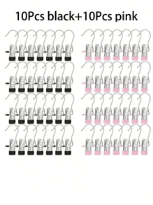 20Pcs,Simple Stainless Steel Hook Clip, Stainless Steel Clothes Clip,Clothes Hooks,Multifunctional Single Hook Clip For Pants, Skirts, Room Decoration Stuff,Organization And Storage,Drying Windproof Hook Clip, Household Space Saving Organizer For Bedroom, Closet, Wardrobe, Home, Dorm