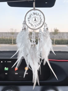 1 件奢华水晶石，羽毛捕梦网风铃汽车吊坠，优雅汽车内饰装饰挂饰 - 水晶車掛 - 查看 21