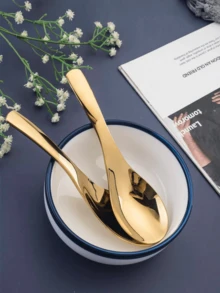 2 szt. Łyżka ze stali nierdzewnej, złota łyżka do zupy do jadalni, kuchni, prezent świąteczny