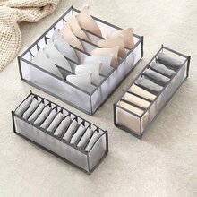 3 件/1 件布料 7 格、6 格、11 格衣柜收纳盒，可折叠可洗抽屉式裤子和内衣折叠收纳盒，耐用衣物分隔器纯色，节省空间，带隔板，可手洗或干洗，适用于胸罩、袜子、皮带、衣柜、卧室、家居 - 彩色 - 查看 2