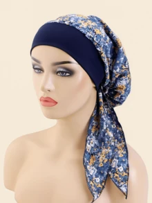 1pc Polyester Paisley Print Chiffon Head Scarf, Reversible Bandana Wrap Can Be Used As Headwear For Women, Suitable For Home, Vacation, Daily Wear In Spring, Summer, Autumn And Winter Hair Sleep Cap - Multicolor - View 8