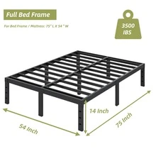 14 Inch Bed Frame, Heavy Duty Metal Platform Bed Frame With Under Bed Storage, No Box Spring Needed, Easy Assembly, Noise - Free, Non - Slip ( Twin, Full, Queen, King )