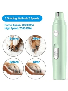 1pc Pet Nail Grinder, USB Fast Charging, Dual Speed Adjustment (5000/7500 RPM), Quiet Nail Grinding, Dog Grooming Tool, Pet Beauty, For Cats, Dogs And Small Animals Nail Care - Multicolor - View 4