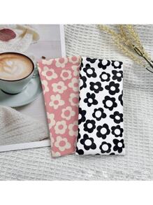 Printed Glasses Bag, Portable Sunglasses/Glasses Storage Pouch With Automatic Closure Snap, High-End Eyewear Case