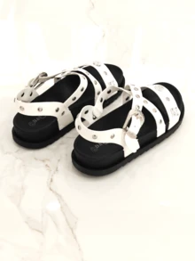 Giày sandal quai mảnh màu đen REVREAL lấy cảm hứng từ phương Tây Giày sandal thời trang mùa hè dành cho nữ - trắng - Xem 4