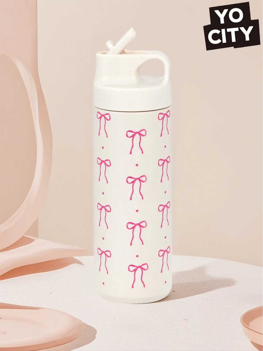 Yocity 1 件 550ml/18.6oz 蝴蝶结圆点系列,保温杯,翻盖水瓶,真空瓶旅行和户外杯,健身房和运动水壶,平底杯,汽车杯,冬季和夏季饮具,节日礼物。 - 彩色 - 查看 1