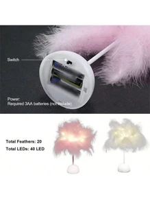 1PC LED Feather Decorative Lights,Warm & Romantic Desk Table Lamp Decor For Bedroom,Battery Powered,Suitable For Gift,A Romantic Fairy Lamp