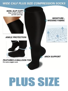 3 Pairs Plus Size Compression Socks Circulation 15-20 Mmhg For Women Men Wide Calf Pregnancy Maternity Knee High Best Rated Support For Pregnant Medical Running Nursing Athletic Fit Cycling