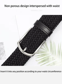 1 pieza Cinturón elástico tejido unisex, correa versátil de lona sin agujeros casual para el verano, escuela