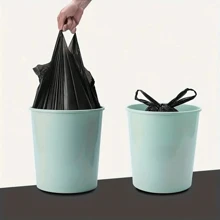 50/100pcs Durable Garbage Bags - Portable Polyethylene Trash Bags For Kitchen, Bathroom, Bedroom And Living Room, Home Organization | Stylish Design |, Black Trash Bag Dispenser