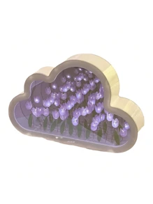 20pcs Tulip Cloud Night Light,(Battery Powered)Floral Ambiance Lamp,Turns On As Night Light, Turns Off As Mirror,Suitable For Valentine's Day Gift/Desktop Decor/Home Decor/Bedroom/Romantic Atmosphere/Birthday Present, A Romantic Fairy Lamp