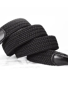 1 pieza Cinturón elástico tejido unisex, correa versátil de lona sin agujeros casual para el verano, escuela