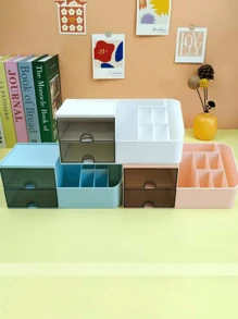 3 Stücke/1 Stück Desktop-Aufbewahrungsbox mit doppelschichtiger Schublade, Stifthalter mit doppelschichtigen Schubladen, einfaches Organisieren von Schmuck, Schreibwaren, Trennstift, Marker, Pinsel