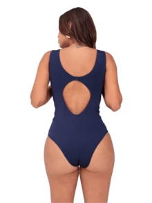 Simple Bodysuit Women's Swimsuit Slims Waist Defines Silhouette Double Fabric Cup Water Aerobics Beach Shapewear Elegant Casual - 藏蓝色 - 查看 2