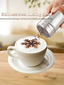 1Pc/2Pcs Stainless Steel Fine Mesh Powdered Sugar Shaker, Ideal For Cocoa, Cinnamon, Coffee Dusting - Easily Cleanable Metal Spice Dispenser For Home, Restaurant, Cafe Use