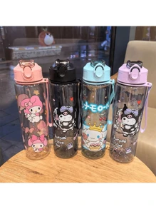 Sanrio Sanrio 1pc Hello Kitty 800ml/27oz Cartoon Transparent Sports Water Bottle, Leakproof, With Pop-Up Lid, Suitable For Fitness, Running, Gift For Her, Birthday, For Outdoor, Camping