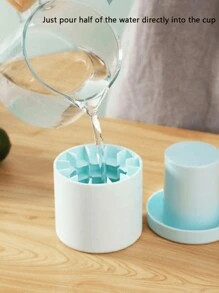 1pc Blue Plastic Ice Cube Tray With Multiple Compartments And Simple Bucket-Shaped Design With Lid, Suitable For Kitchen, Summer Ice Trays /Bins, Suitable For Cup, Summer Ice Bin & Tray, Kitchen Accessories