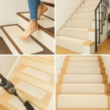 8 PIEZAS Pisadas antideslizantes para escaleras - Alfombras adhesivas de doble cara para escalones de madera/concreto, interior/exterior, almohadillas de seguridad con reducción de ruido (instalación sin taladro)