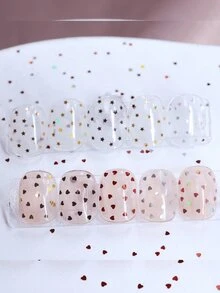 1Box Holographic Laser Mini Heart-Star Shaped Nail Glitter Sequins Flakes 3D Nail Art DIY Design Decoration Supplies Women's Nail Art Salon