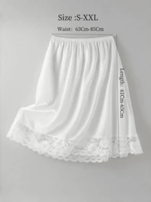 QING ROU Half Slips For Women Underskirt Short Mini Skirt With Floral Lace Trim - White - View 1