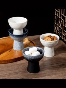 Japanese Style High-Footed Ceramic Ice Cream Cup - Retro Yogurt And Dessert Bowl, High-Footed Bowl, Creative Baking Cake Bowl, Simple And Elegant, Multi-Functional Use, Suitable For Restaurants, Banquet Halls, Cafes, Home Kitchen Decorations, Dishwasher Safe, Suitable For Cake Desserts, Fruits, Snacks, Pudding, Soup, Ice Cream, A Variety Of Specifications Are Available