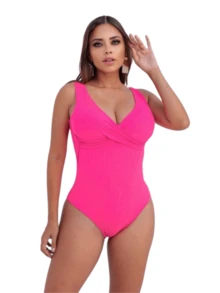 Simple Bodysuit Women's Swimsuit Slims Waist Defines Silhouette Double Fabric Cup Water Aerobics Beach Shapewear Elegant Casual - 查看 4