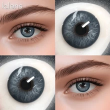 Lalens Lentes de contacto de color rosa en forma de corazón Lalens Sweet Heart, de uso semestral, para ojos marrones oscuros. Lentes de contacto de color azul natural, de uso semestral, para ojos marrones claros. Lentes de contacto de color gris, de uso diario, de 6 meses de duración, para embellecer los ojos. Dos piezas de lentes de contacto de color suaves en un solo paquete.