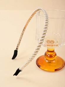 1pc Women Pearl Knitted Headband, Simple Elegant For Daily, Party, Gathering,Hairband,Hair Hoop - White - View 11