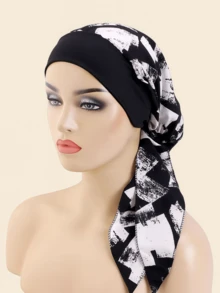 1pc Polyester Paisley Print Chiffon Head Scarf, Reversible Bandana Wrap Can Be Used As Headwear For Women, Suitable For Home, Vacation, Daily Wear In Spring, Summer, Autumn And Winter Hair Sleep Cap - Multicolor - View 13