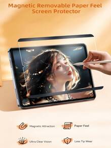 1pc Magnetic Attraction Matte Anti-Fingerprint Anti-Glare Sensitive Paper Writing Tablet Screen Protector Film, Compatible With Samsung Galaxy// MatePad/Honor//Redmi/IPad 13 10.9 Pro Air 2025 2024 11inch Office Painting Paper-Like Film Soft Film, Not Glass