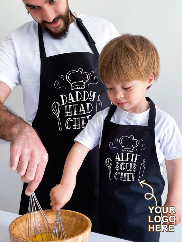 Grembiuli personalizzati per genitori e figli, grembiuli coordinati, stili da chef e sous chef, grembiuli papà-figlio, mamma-figlia per cucinare, set famiglia, regali festa del papà, per il ritorno a scuola