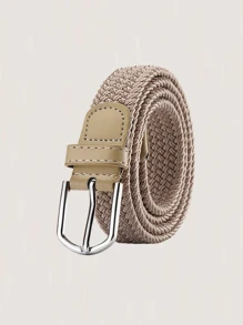 1 pieza Cinturón elástico tejido unisex, correa versátil de lona sin agujeros casual para el verano, escuela