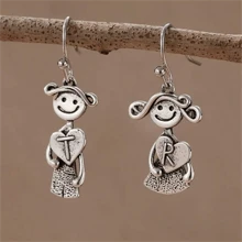 1 Par de Brincos Pendentes de Figuras de Casal Minimalista Retrô com Carta de Amor, Presente de Joia da Moda para Festas para Mulheres