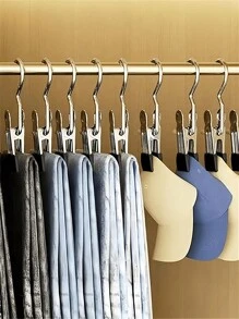 20Pcs,Simple Stainless Steel Hook Clip, Stainless Steel Clothes Clip,Clothes Hooks,Multifunctional Single Hook Clip For Pants, Skirts, Room Decoration Stuff,Organization And Storage,Drying Windproof Hook Clip, Household Space Saving Organizer For Bedroom, Closet, Wardrobe, Home, Dorm