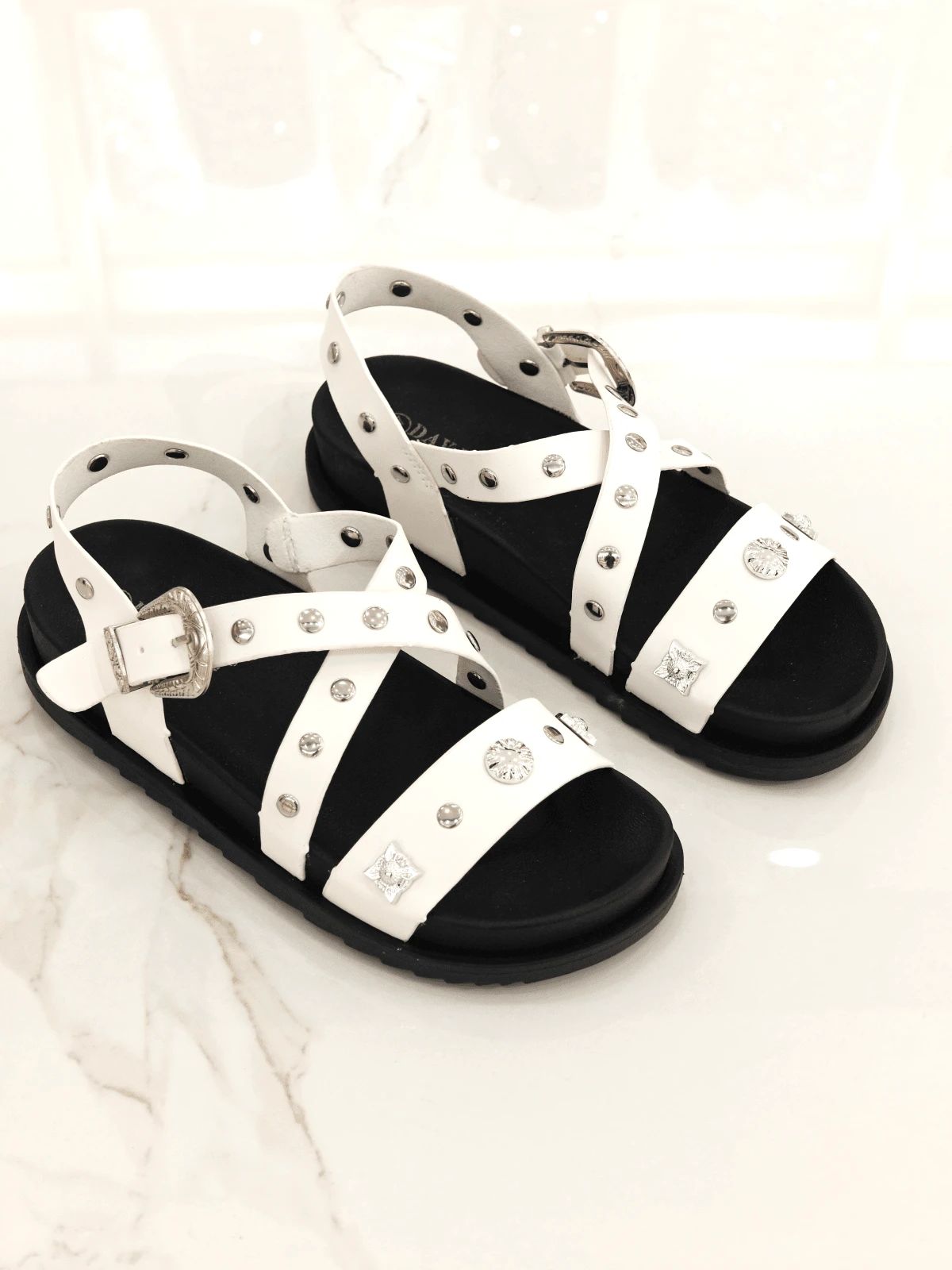 Giày sandal quai mảnh màu đen REVREAL lấy cảm hứng từ phương Tây Giày sandal thời trang mùa hè dành cho nữ - trắng - Xem 1