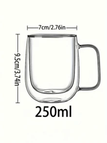 2pcs Simple Light Luxury Double-Layer Insulated Heat Preservation Good Glass Coffee Cup With Double Wall Insulation, , Transparent, With Portable Handle, Suitable For Cappuccino, Latte, Tea, Hot And Cold Drinks, Suitable For Easter, Christmas, Birthday Party Back To School