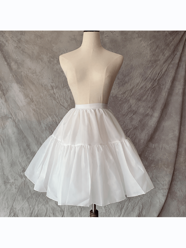 1 Stück Damen Einfarbiger Retro Polyester Länge 45cm Lolita 2-Lagen Satin Futter ohne Knochen Lolita Petticoat Oberbekleidung Puff Rock, geeignet für alle Jahreszeiten