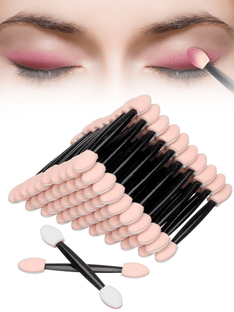 200pcs Double-Headed Eyeshadow Brush, Disposable Dual Sided Eyeshadow Brush Double Ended Sponge Applicator Oval Tipped Eyeliner Brush Makeup Brush Tool,Eyebrow Brush,Eyeshadow Brush,Spoolie,Spoolie Brush
