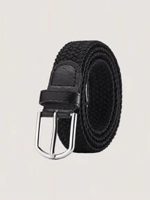 1 pieza Cinturón elástico tejido unisex, correa versátil de lona sin agujeros casual para el verano, escuela