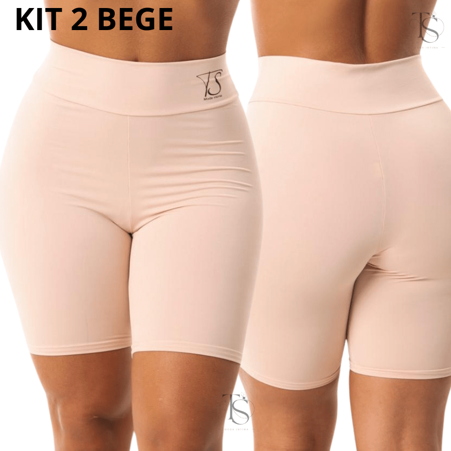 Kit 2 Bermuda Anágua Segunda Pele Cintura Alta Confortável Short Segurança Lingerie Não Marca em Poliamida