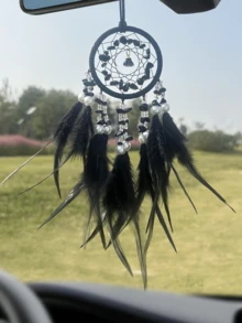 1 件奢华水晶石，羽毛捕梦网风铃汽车吊坠，优雅汽车内饰装饰挂饰 - 水晶車掛 - 查看 18
