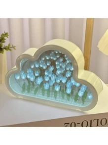 20pcs Tulip Cloud Night Light,(Battery Powered)Floral Ambiance Lamp,Turns On As Night Light, Turns Off As Mirror,Suitable For Valentine's Day Gift/Desktop Decor/Home Decor/Bedroom/Romantic Atmosphere/Birthday Present, A Romantic Fairy Lamp