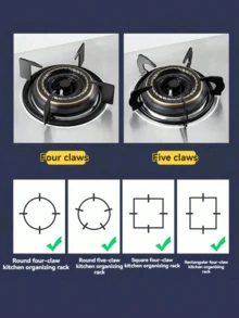 1 cái giá đỡ bếp ga, giá đỡ nồi chống trượt, giá đỡ bếp ga đa năng 4/5 càng, giá đỡ phụ trợ cho chảo rán/nồi nấu sữa, phụ kiện bếp ga, dụng cụ nấu hải sản. - Bạc - Xem 9